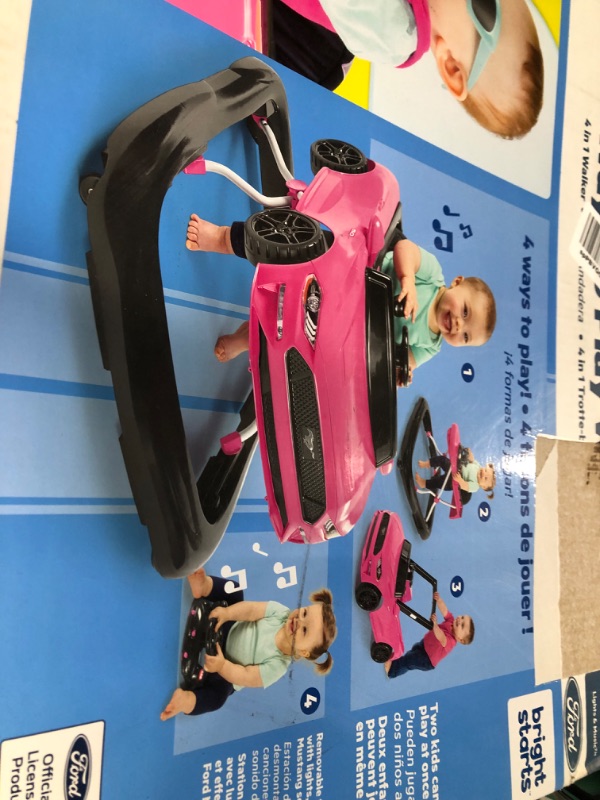 Photo 3 of Bright Starts Ford Mustang Ways to Play 4-in-1 Baby Activity Push Walker, Pink, Age 6 months+ Ford Mustang Pink