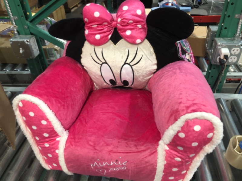 Photo 2 of Disney Minnie Mouse Kids Figural Bean Bag Chair with Sherpa Trimming, Multi-Color