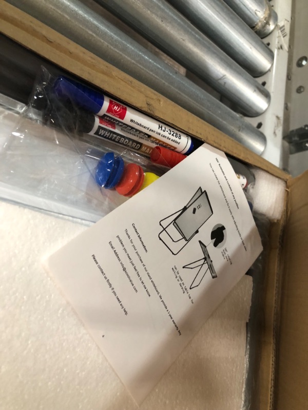 Photo 1 of Dry Erase Board with Stand, Double Sided Magnetic Whiteboard, 24 x 36 Portable Height Adjustable White Board with Aluminium Frame