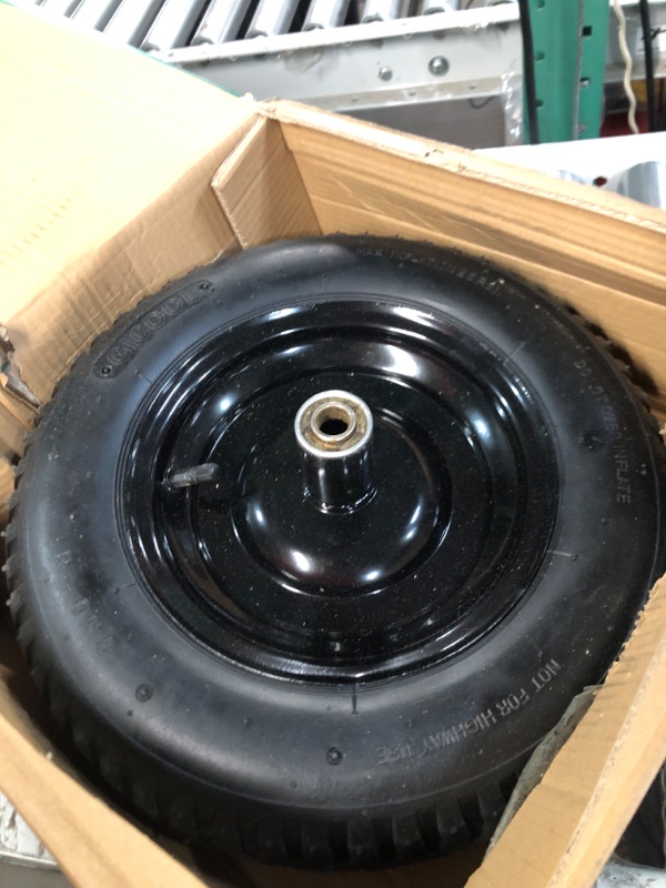 Photo 2 of GICOOL 14.5" Tire and Wheel, 3.50-8 Wheelbarrow Pneumatic Tire, with 6" Centered Hub, 5/8" Axle Bore Hole, Sealed Bearings 