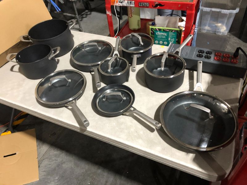 Photo 2 of ***HEAVILY SCRATCHED AND DIRTY - SEE PICTURES***
Ninja C39900 Foodi NeverStick Premium 16-Piece Cookware Set, Hard-Anodized, Nonstick, Durable & Oven Safe to 500°F, Slate Grey