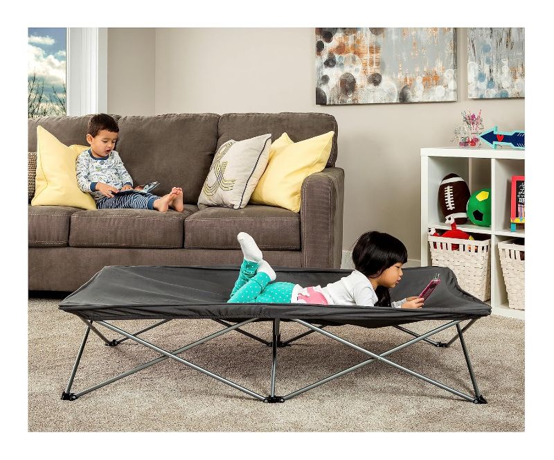 Photo 1 of Regalo My Cot Extra Long Portable Bed, Includes Fitted Sheet, Gray 54x28x12 Inch (Pack of 1)
