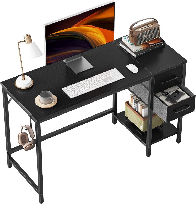 Photo 1 of **STOCK IMAGE FOR REFERENCE**
Cubiker Computer Home Office Desk with Drawers, 47 Inch Small Desk Study Writing Table, Modern Simple PC Desk, Black
