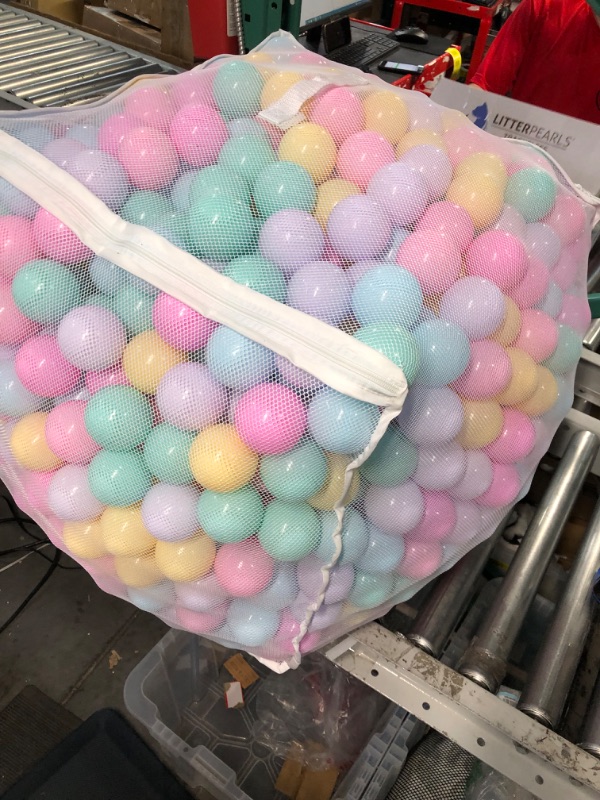 Photo 2 of Amazon Basics BPA Free Crush-Proof Plastic Ball Pit Balls with Storage Bag,6 Pastel Colors 1,000 Balls