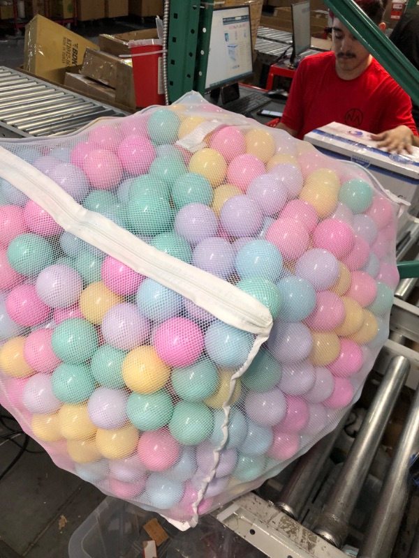 Photo 4 of Amazon Basics BPA Free Crush-Proof Plastic Ball Pit Balls with Storage Bag,6 Pastel Colors 1,000 Balls