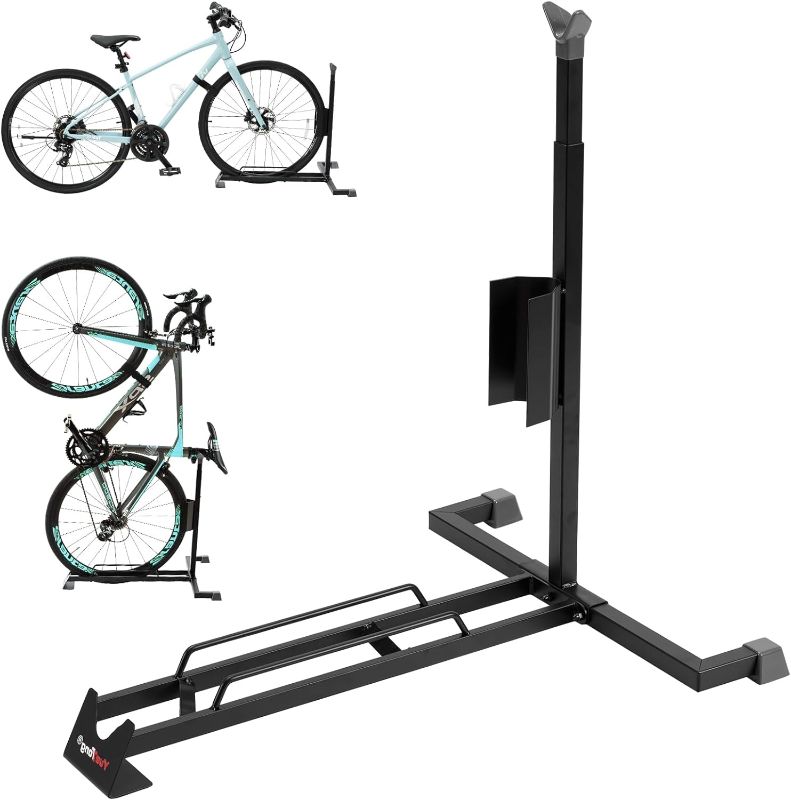 Photo 1 of [STOCK PHOTO]
Vertical Upright Bike Stand 3 in 1 - Portable Space Saving, Freestanding Bike Storage Rack