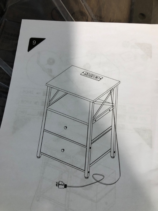 Photo 3 of AMHANCIBLE End Table Living Room with Charging Station, Side Table with Fabric Drawer, Small Side Table 