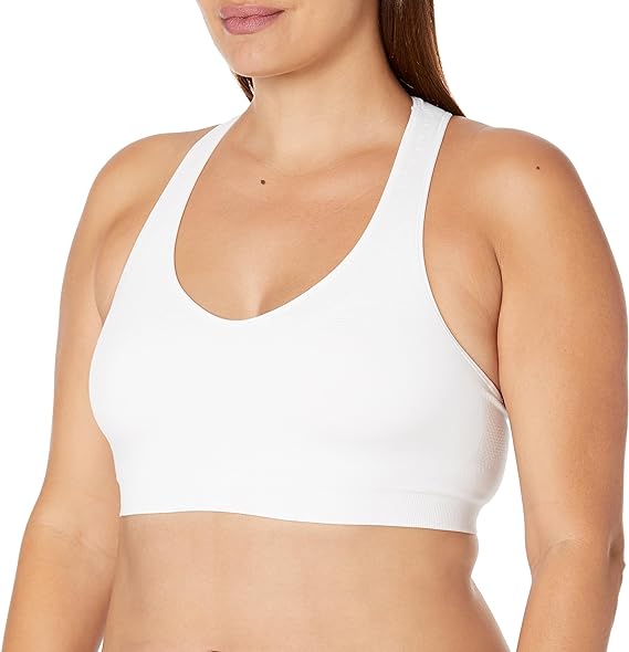 Photo 1 of Seamless Racerback Moderate-Support Sports Bra with CoolDRI Moisture-Wicking WHITE, 2 PACK, 1 XXL AND 1 LARGE
