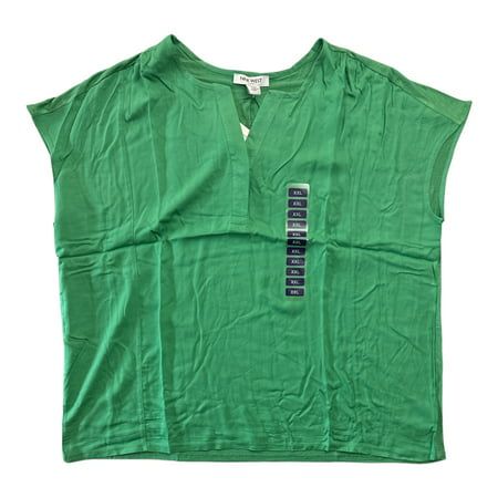 Photo 1 of Nine West Women S Short Cap Sleeve V-Neck Fashion Top (Green Spruce XL) 
