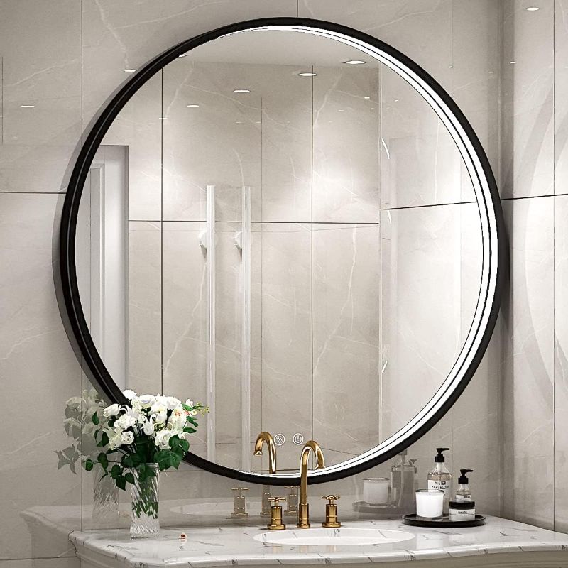 Photo 1 of *USED*FTOTI 32 Inch LED Black Frame Round Bathroom Mirror 