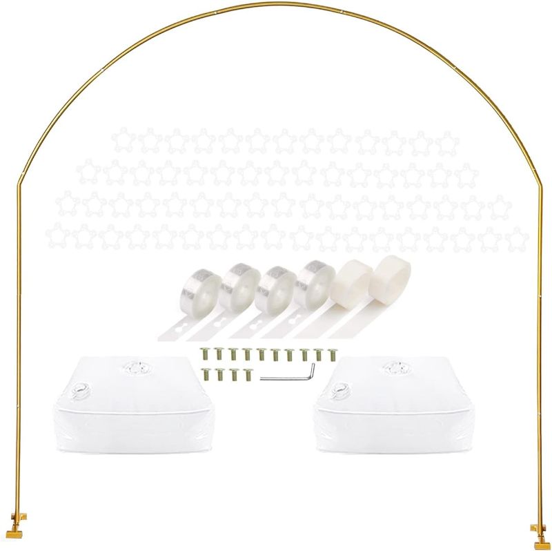 Photo 1 of ***READ NOTES***LANGXUN 7.8Ft Large Size Metal White Semi-circular Balloon Arch Stand with Bases for Wedding, Bridal, Indoor Outdoor Birthday Party Decoration Arbor