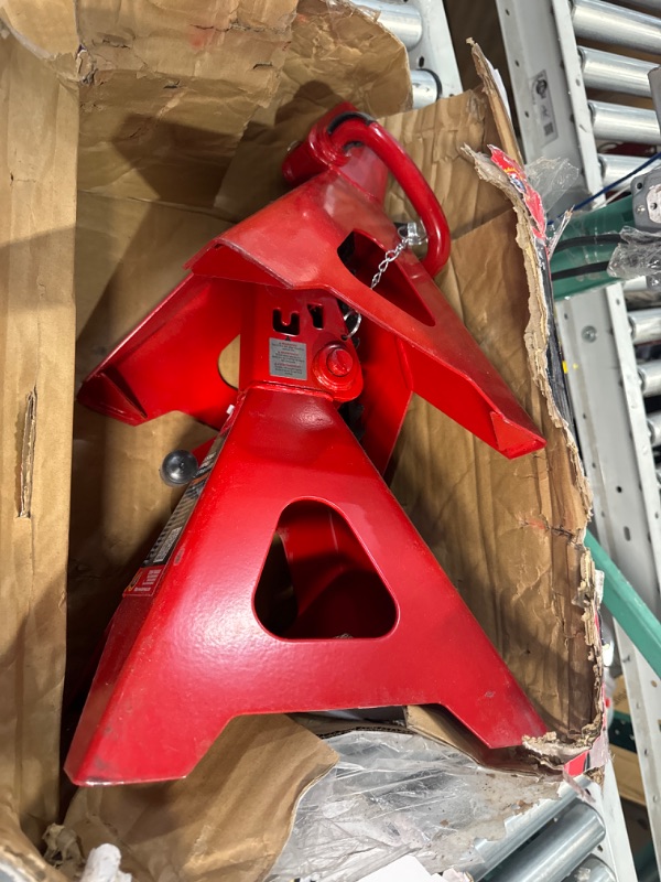 Photo 3 of BIG RED T43202 Torin Steel Jack Stands: 3 Ton (6,000 lb) Capacity, Red, 2 count (pack of 1) 2 count (pack of 1) Stands