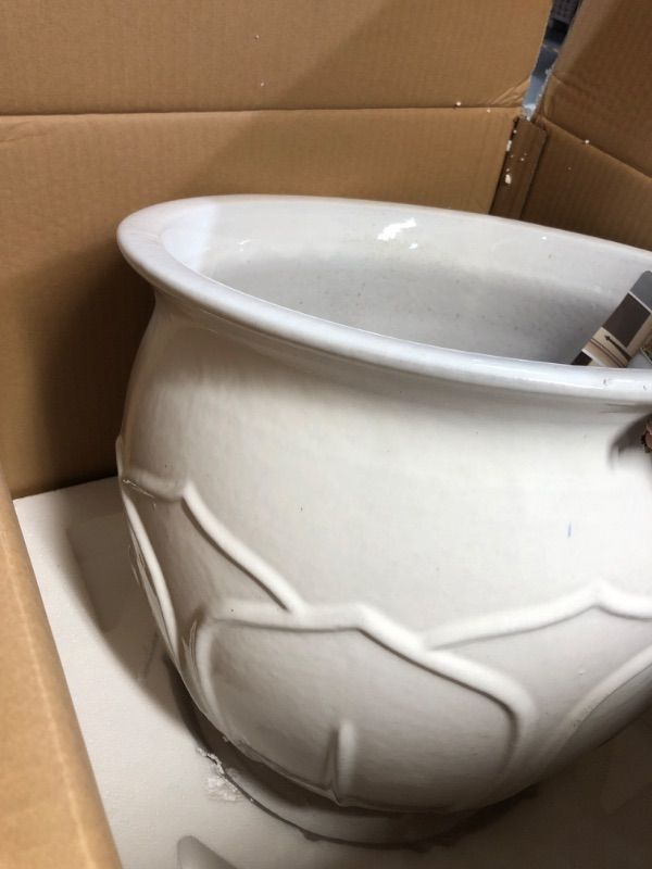 Photo 1 of 
PACK OF 2 *****      Atkinson 13.8 in. x 11.4 in. White Ceramic Planter