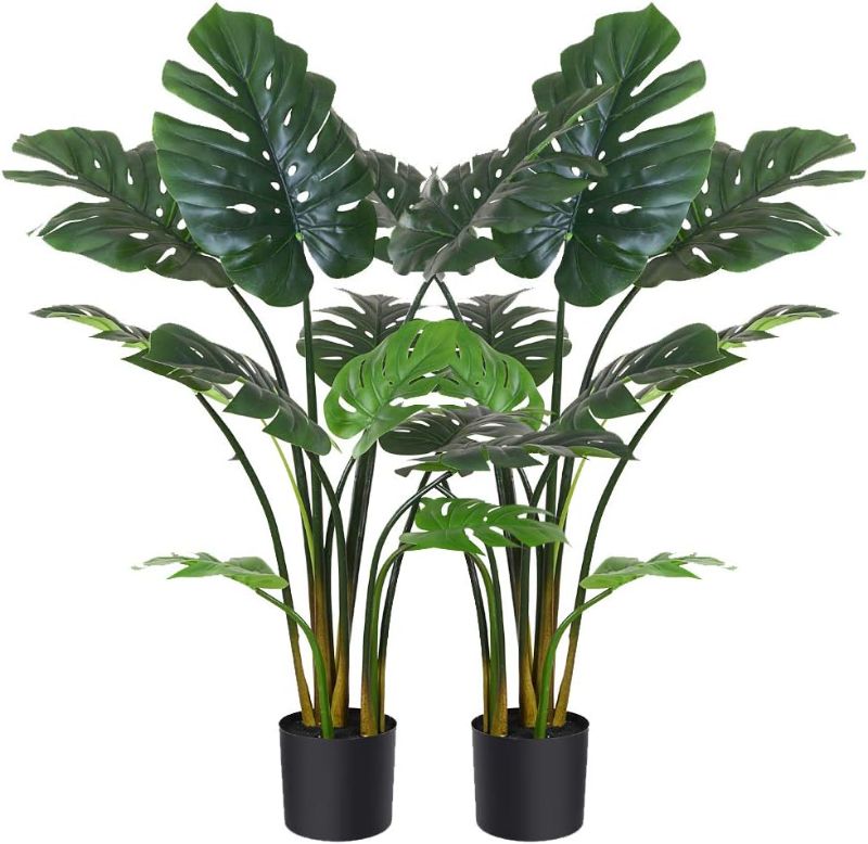 Photo 1 of (READ NOTES) Fopamtri 5 Feet Artificial Areca Palm Tree with 43" Artificial Monstera Deliciosa Plant Set