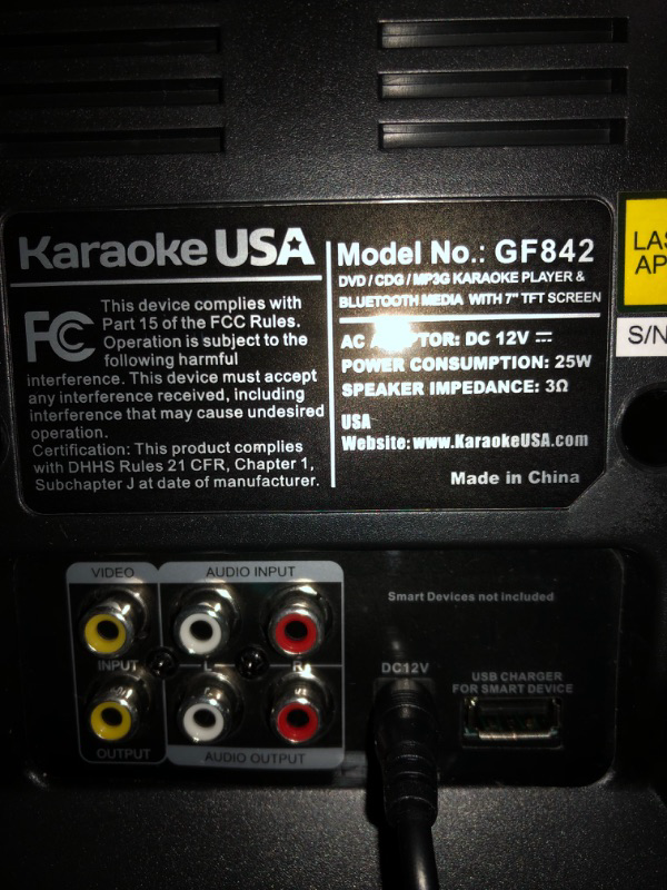 Photo 8 of * used * functional * 
Karaoke USA GF842 DVD/CDG/MP3G Karaoke Machine 