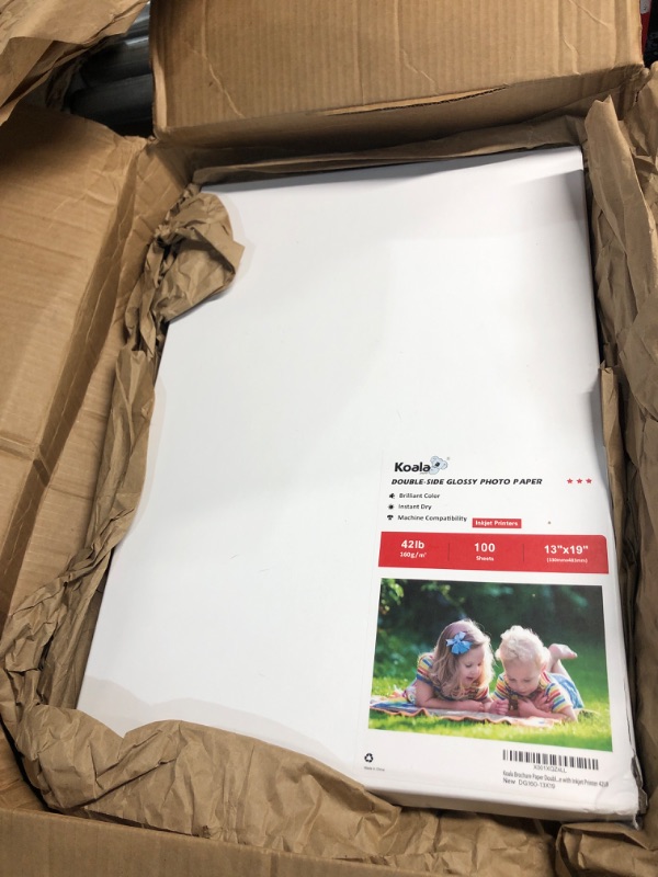 Photo 1 of Koala Brochure Paper Double Side Glossy for Printing Photo 13X19 Inches 100 Sheets Compatible with Inkjet Printer 42LB 13"X19"