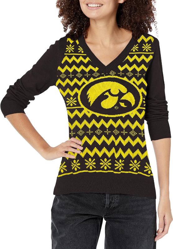 Photo 1 of 2 pack FOCO Women's NCAA College Team Logo Ugly Holiday V-Neck Sweater
