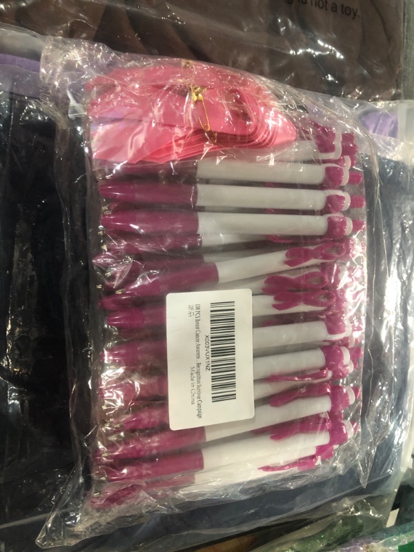 Photo 2 of 108 PCS Breast Cancer Awareness Accessories, 36 PCS Breast Cancer Awareness Bracelets 36 PCS Ballpoint Pens and 36 PCS Pink Ribbon Pins for Charity Recognition Survivor Campaign