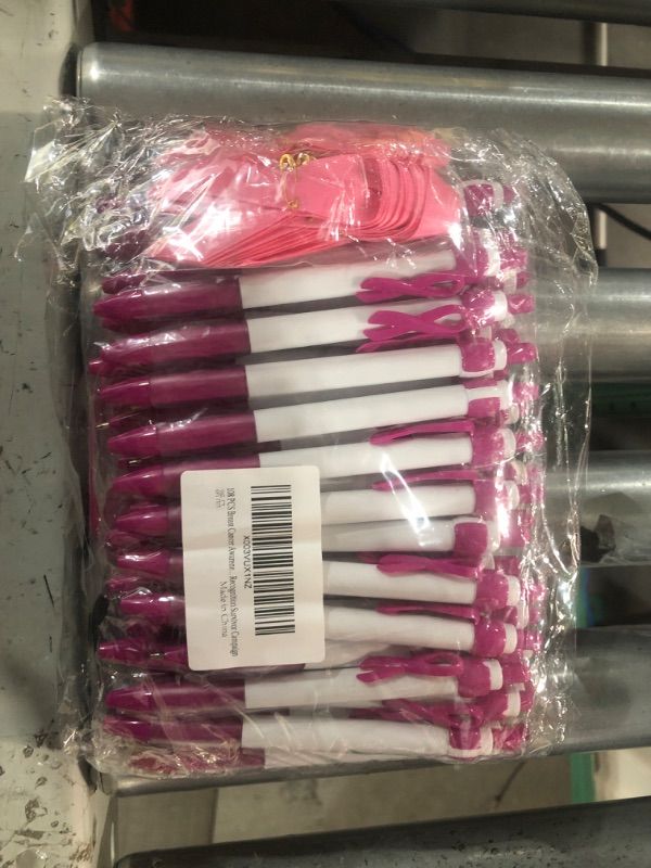 Photo 2 of 108 PCS Breast Cancer Awareness Accessories, 36 PCS Breast Cancer Awareness Bracelets 36 PCS Ballpoint Pens and 36 PCS Pink Ribbon Pins for Charity Recognition Survivor Campaign