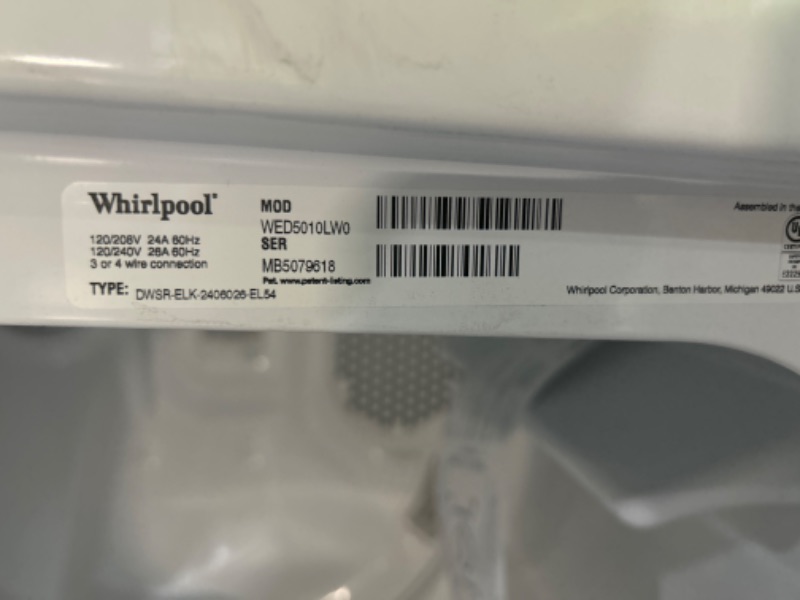 Photo 4 of Whirlpool 7-cu ft Electric Dryer (White