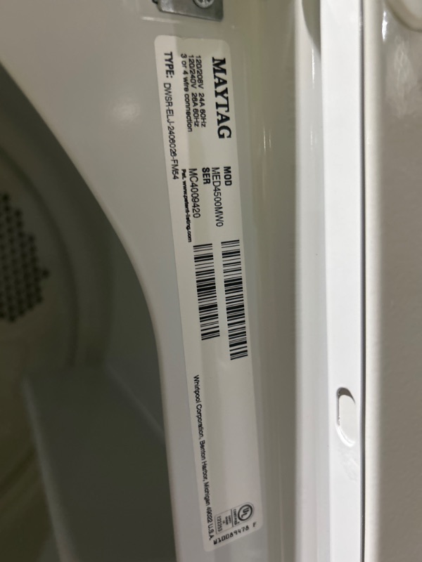 Photo 4 of Maytag 7-cu ft Electric Dryer (White)