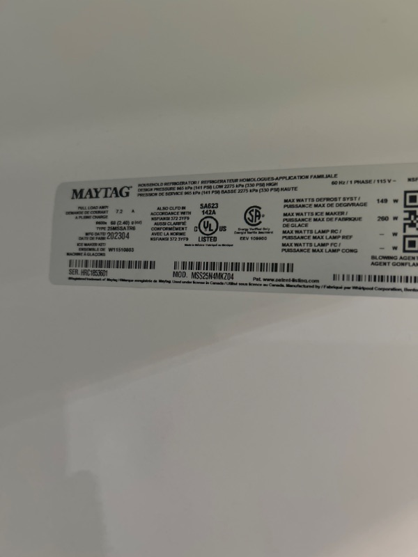Photo 8 of Maytag 24.9-cu ft Side-by-Side Refrigerator (Fingerprint Resistant Stainless Steel)