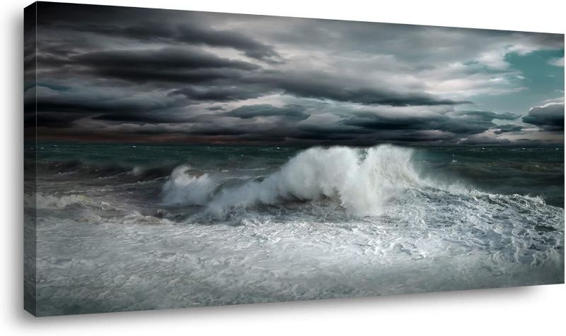 Photo 1 of *DAMAGED* Ocean Storm Waves Large (30x60) 30x60 Blue 