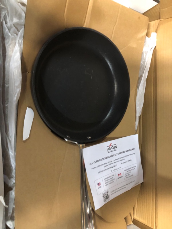 Photo 3 of **damaged**All-Clad E1002S63 HA1 Hard Anodized Nonstick Fry Pan Cookware Set, 10 Inch and 12 Inch Fry Pan, 2 Piece, Grey 10-Inch and 12-Inch