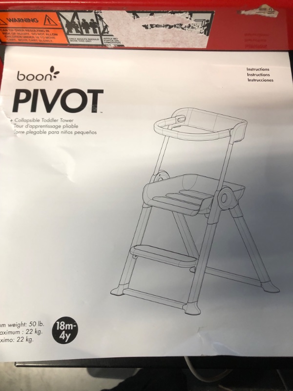 Photo 2 of Boon PIVOT Toddler Tower — Folding Step Stool — Montessori Kitchen Helper Stool for Kids