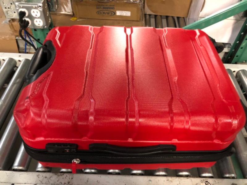 Photo 3 of **DAMAGED***Samsonite Omni PC Hardside Expandable Luggage with Spinner Wheels, Checked-Medium 24-Inch, Red Checked-Medium 24-Inch Red