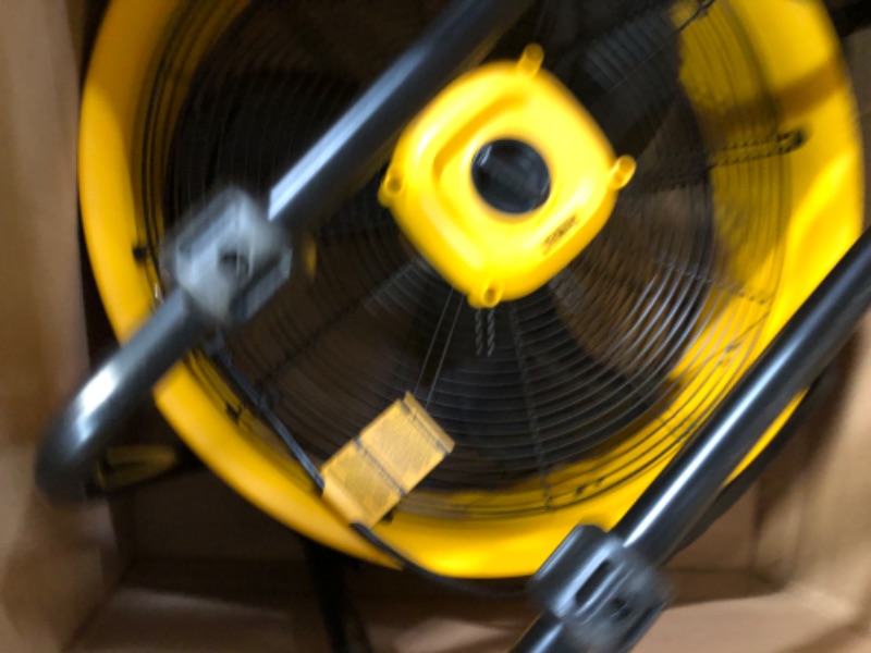 Photo 4 of **DAMAGED**DEWALT DXF-2042 High-Velocity Industrial,Floor,Drum,Barn,Warehouse Fan Heavy Duty Mover Portable Air Circulator 3-Speed Adjustable Tilt, 20", Yellow