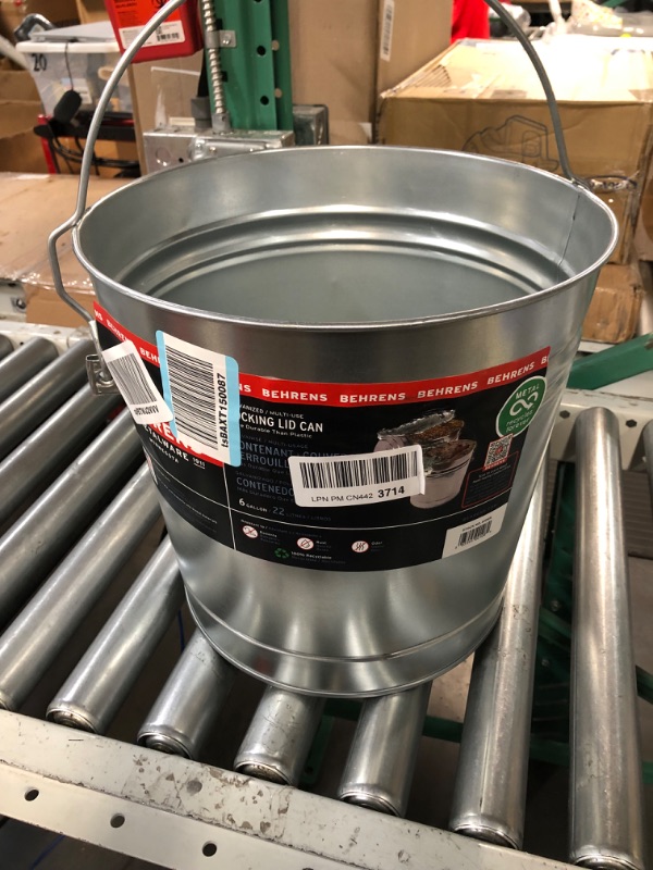 Photo 4 of **missing lid***Behrens 6106K Galvanized Steel Locking Lid Trash Can, 6-Gallon 6-Gallon Locking Lid