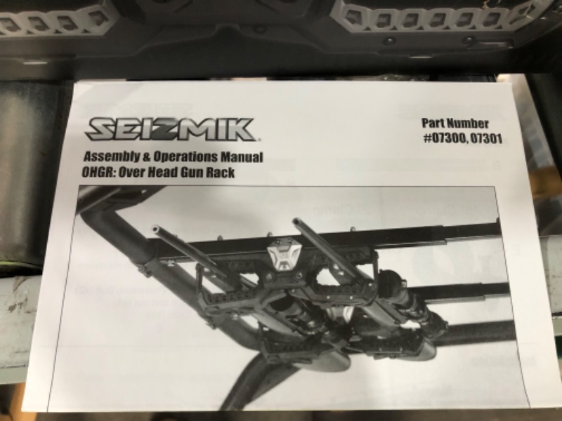 Photo 3 of **MISSING CLAMPS** Seizmik OverHead Gun Rack (OHGR) for 1.75". Bars for Side by Side UTV by Seizmik 07300