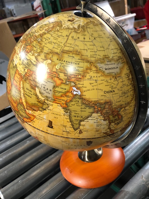 Photo 3 of Exerz 12" Antique Globe With a Wood Base - Rotating World Globe Vintage Decorative 12 inch (30cm) Diametre