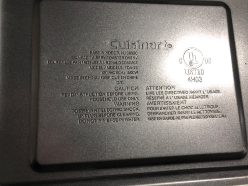 Photo 8 of ***HEAVILY USED - SEE PICTURES***
Cuisinart TOA-26 Compact Airfryer Toaster Oven, 1800-Watt Motor with 6-in-1 Functions Stainless Steel