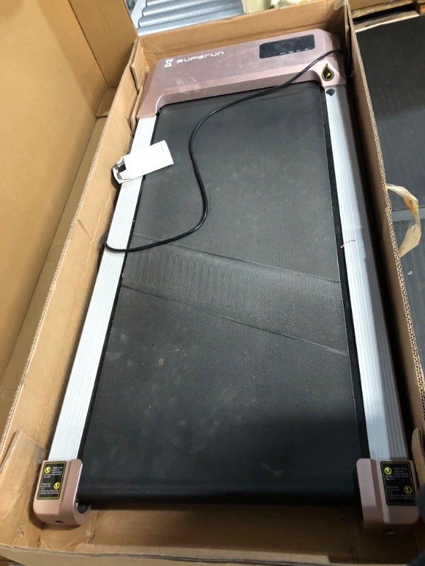 Photo 2 of Walking Pad, Superun Under Desk Treadmill, Walking Pad Under Desk Treadmill with Remote Control, 2.5 HP Low Noise Treadmill Desk Workstation with 300lbs Capacity, LED Display Pink