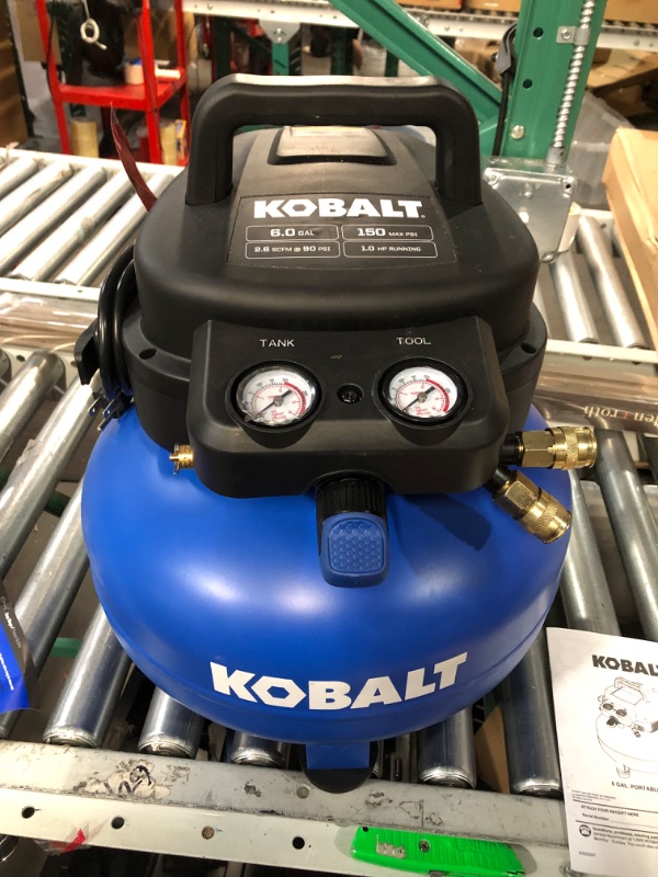 Photo 3 of ***POWERS ON - DIRTY***
Kobalt 6-Gallons Portable 150 PSI Pancake Air Compressor