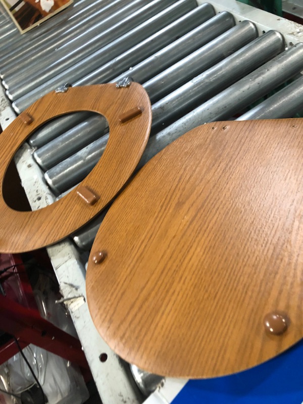 Photo 3 of **missing hardware***Project Source Wood Oak Veneer Round Toilet Seat