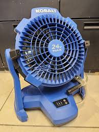 Photo 1 of **no battery included**Kobalt 7-in 3-Speed Indoor or Outdoor Blue Misting Floor Fan