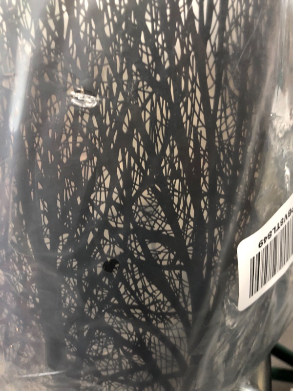 Photo 1 of **damaged**Metal Large Lamp Shades, Alucset Modern Fashion Drum Big Lampshades with Pattern of Trees for Table Lamp and Floor Light, 12x14x10 inch, Spider (Black/Gold)