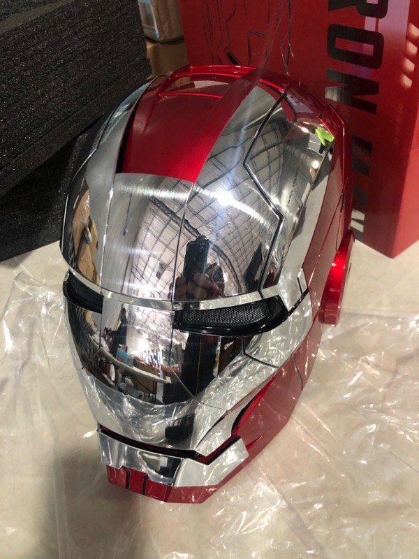 Photo 2 of YONTYEQ Iron-man MK 5 Helmet Wearable Electronic Open/Close Iron-man Mask Kids Toys Birthday Christmas Gift Silver