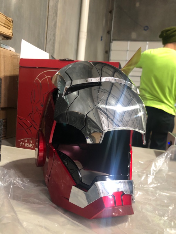 Photo 4 of YONTYEQ Iron-man MK 5 Helmet Wearable Electronic Open/Close Iron-man Mask Kids Toys Birthday Christmas Gift Silver