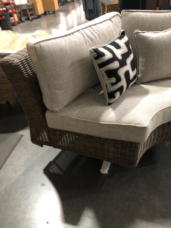 Photo 6 of *ALREADY ASSEMBLED*
Signature Design by Ashley Beachcroft Farmhouse Outdoor Patio Wicker Curved Corner Chair, Beige