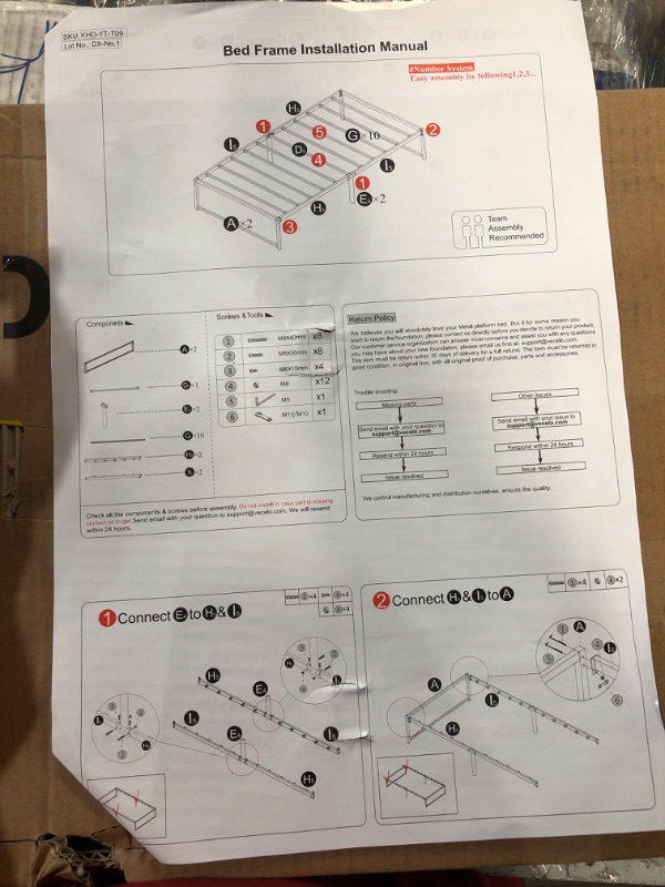 Photo 3 of * used item * incomplete * for parts only *
VECELO Metal Platform Bed Frame/Mattress Foundation/No Box Spring Needed/Steel Slat Support 