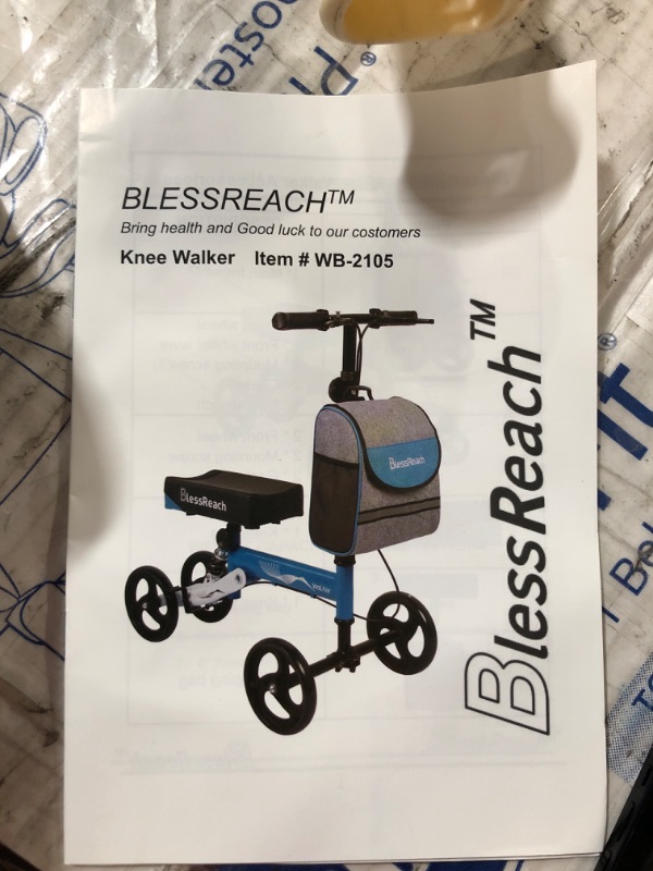 Photo 3 of BlessReach Steerable Knee Walker Deluxe Medical Scooter for Foot Injuries Adult Compact Crutches (WB-2105 Black)