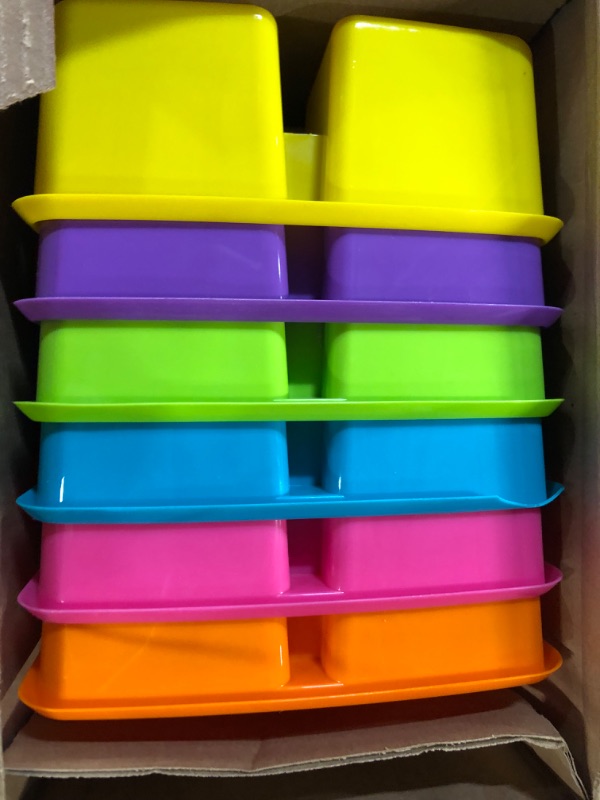 Photo 1 of Assorted Bright Colors Portable Plastic Storage Caddy 6-Pack for Classrooms, Kids Room, and Office Organization