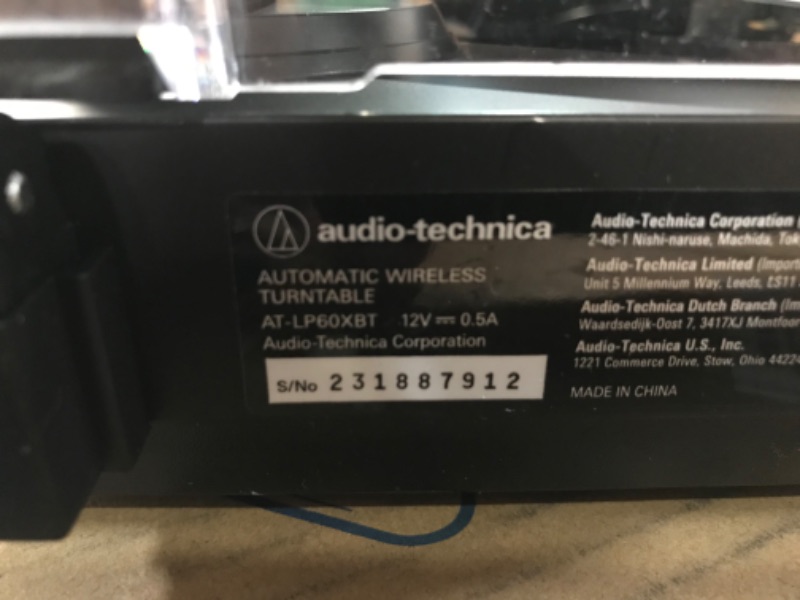 Photo 5 of Audio-Technica AT-LP60XBT-BK Fully Automatic Bluetooth Belt-Drive Stereo Turntable, Black, Hi-Fi, 2 Speed, Dust Cover