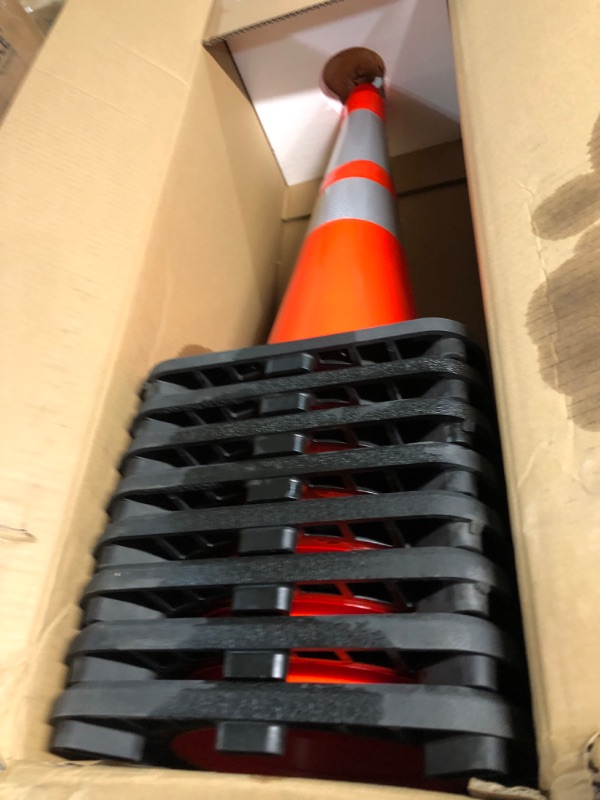 Photo 4 of (8 Cones) BESEA 28” inch Orange PVC Traffic Cones, Black Base 