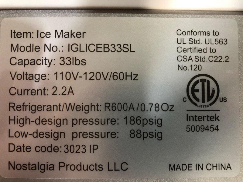 Photo 8 of ***POWERS ON - UNABLE TO TEST FURTHER***
Igloo Premium Countertop Ice Maker Machine