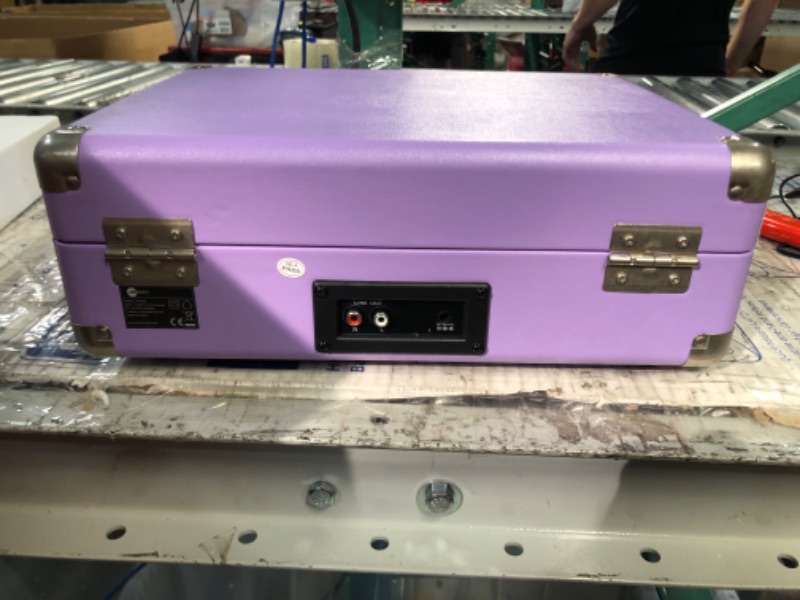 Photo 4 of Arkrocket Curiosity Bluetooth Turntable Retro Suitcase 3-Speed Record Player with Built-in Speakers (Lavender)